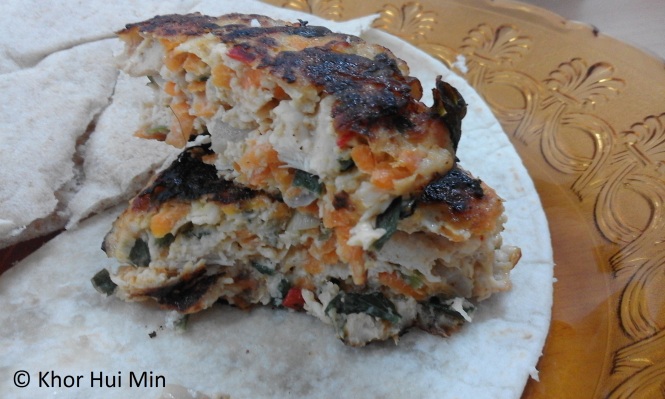 Cross-section of Chicken & Carrot Burger Patty